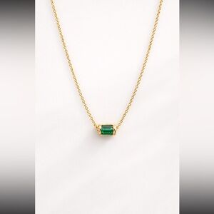 BaubleBar Birthstone Gemstone Necklace. May | Emerald. 17”. NWOT
